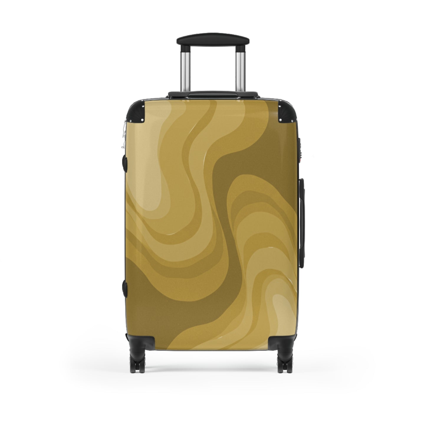 Brown Wavey Medium Suitcase with built in lock, 4 double-wheels, telescopic handle, and ABS back hard-shell