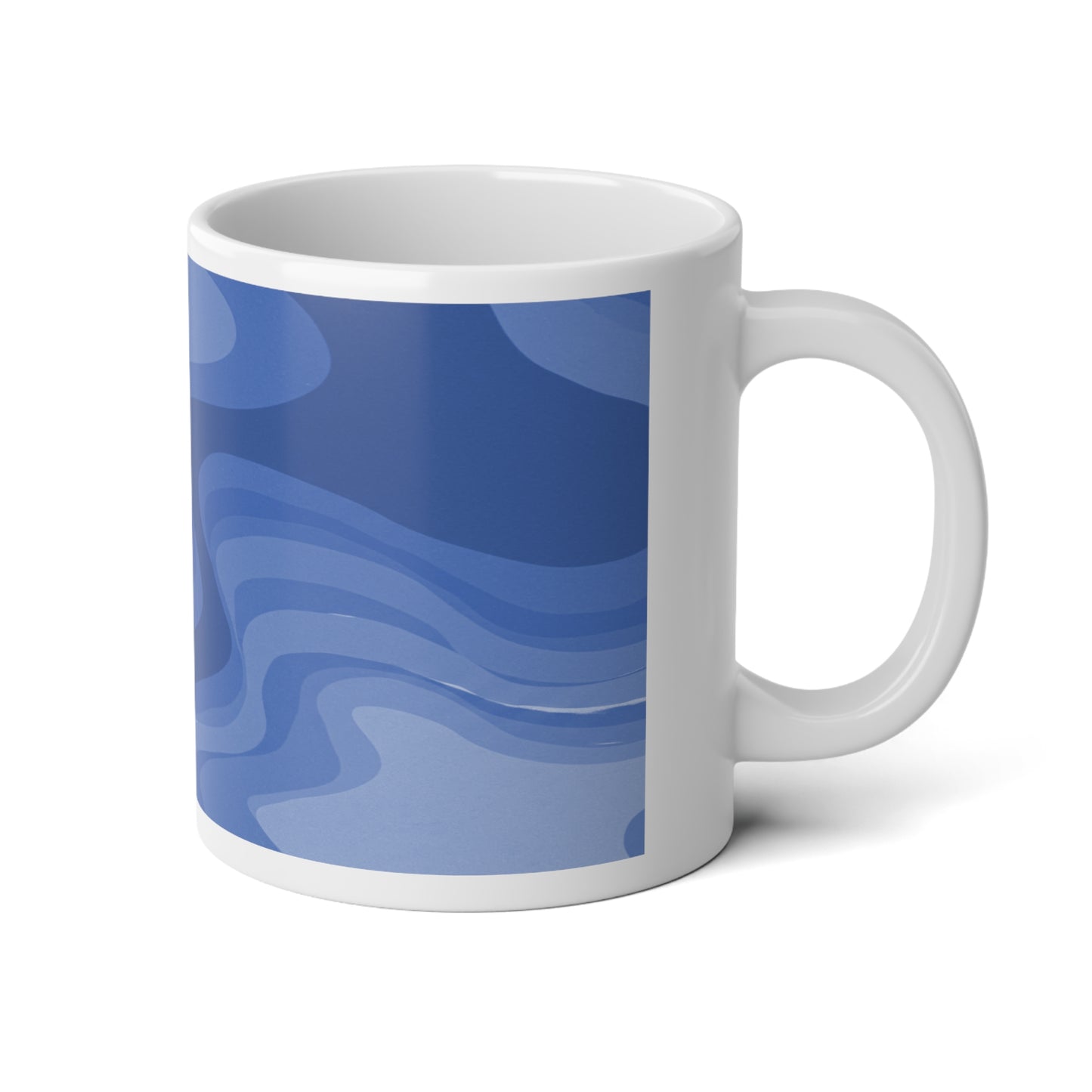 Deep Blue Wavey 20 oz White Glossy Jumbo Mug
