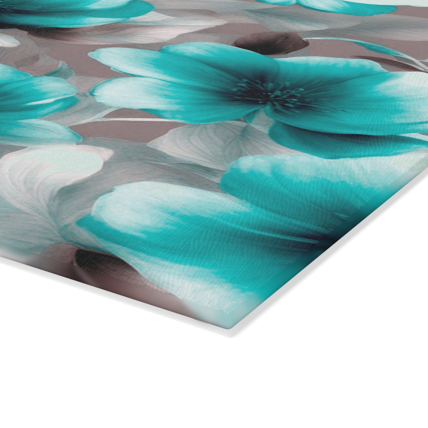 Tif Green Gray Floral Bunch Glass Cutting Board, 8" x 11"