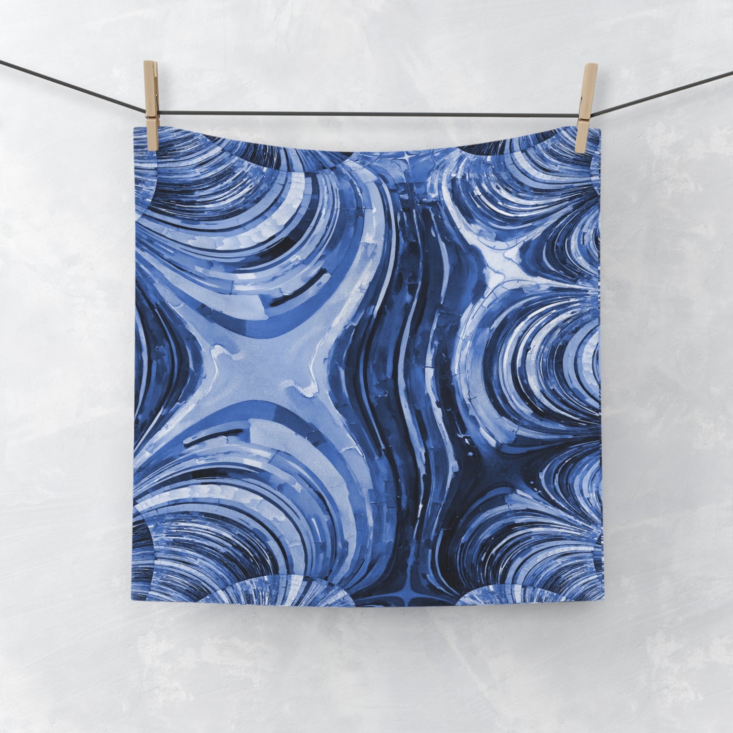 Uzi Spiral Deep Blue Face Towel, 13" x 13"