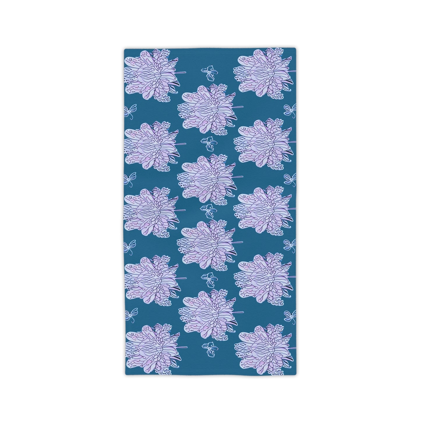 Lavender Floral Butterflies Beach Towel, 24" x 44"