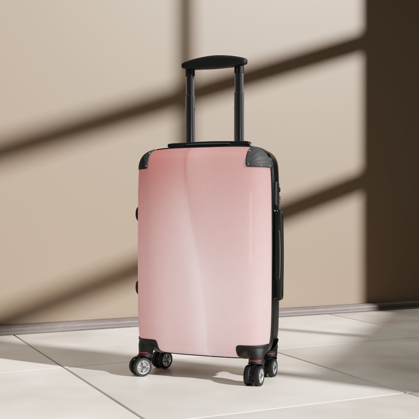 Rose Red Fade Fade Small Suitcase with built in lock, 4 double-wheels, telescopic handle, and ABS back hard-shell
