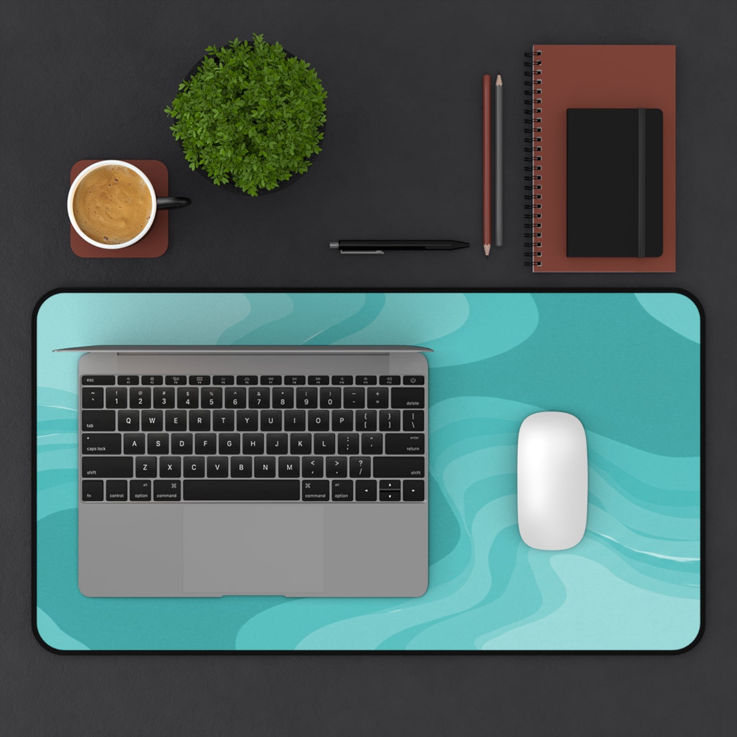 Tif Green Wavey 12" x 22" Desk Mat