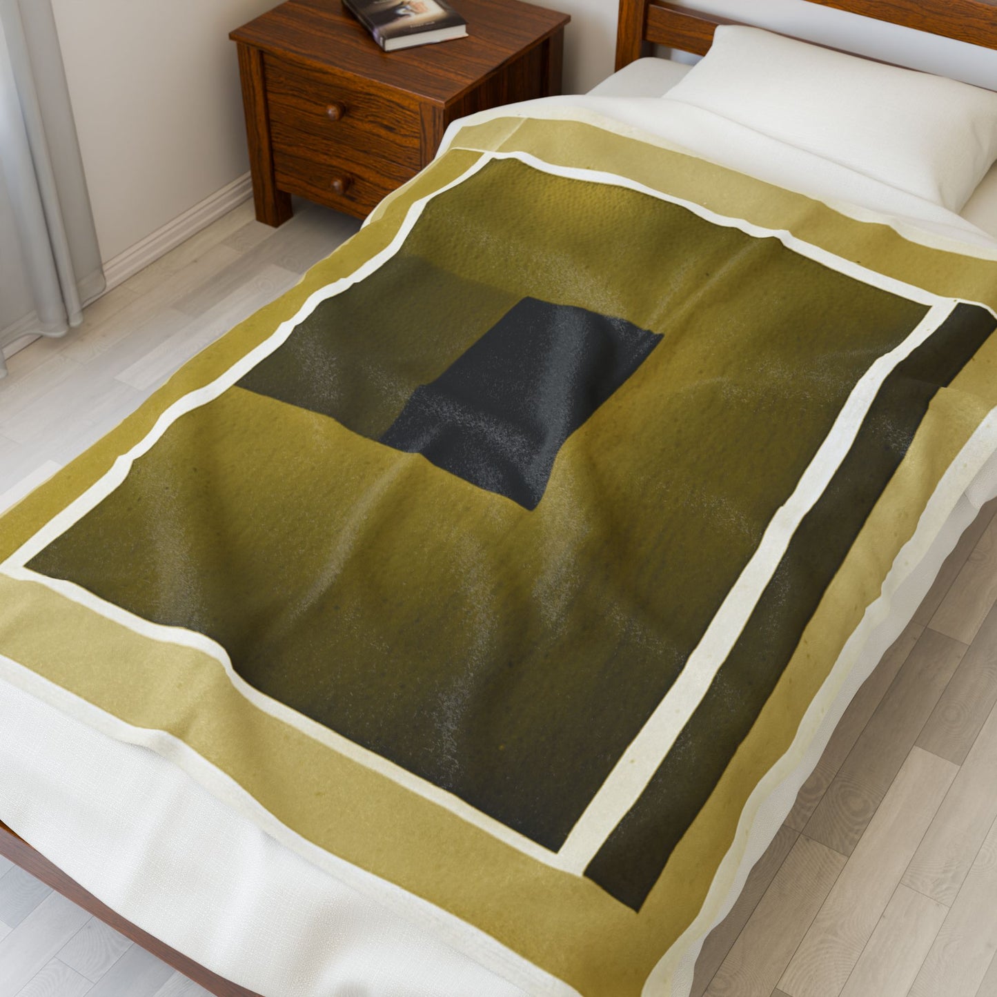 Tan Shadow Velveteen Plush Blanket, 50" x 60"