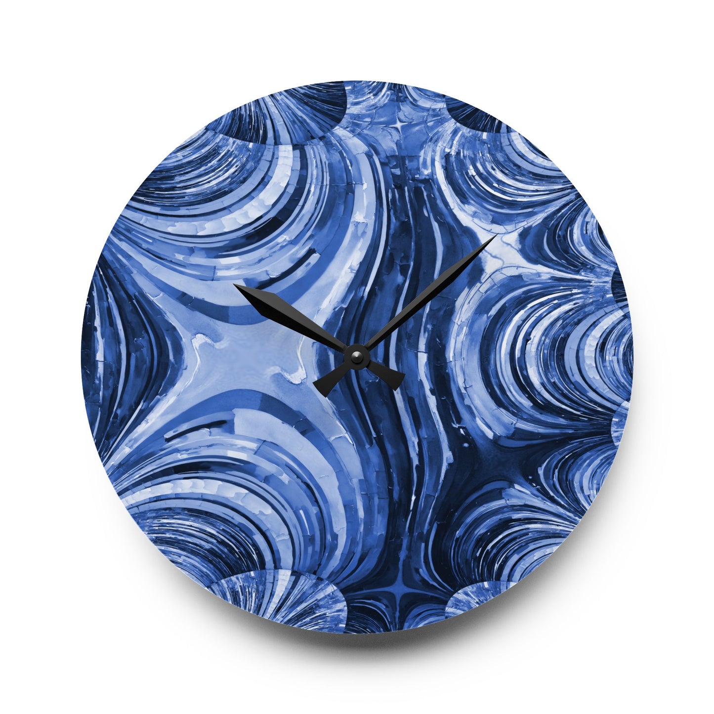 Uzi Spiral Deep Blue Acrylic Wall Clock, Round or Square, 10.75" x 10.75"