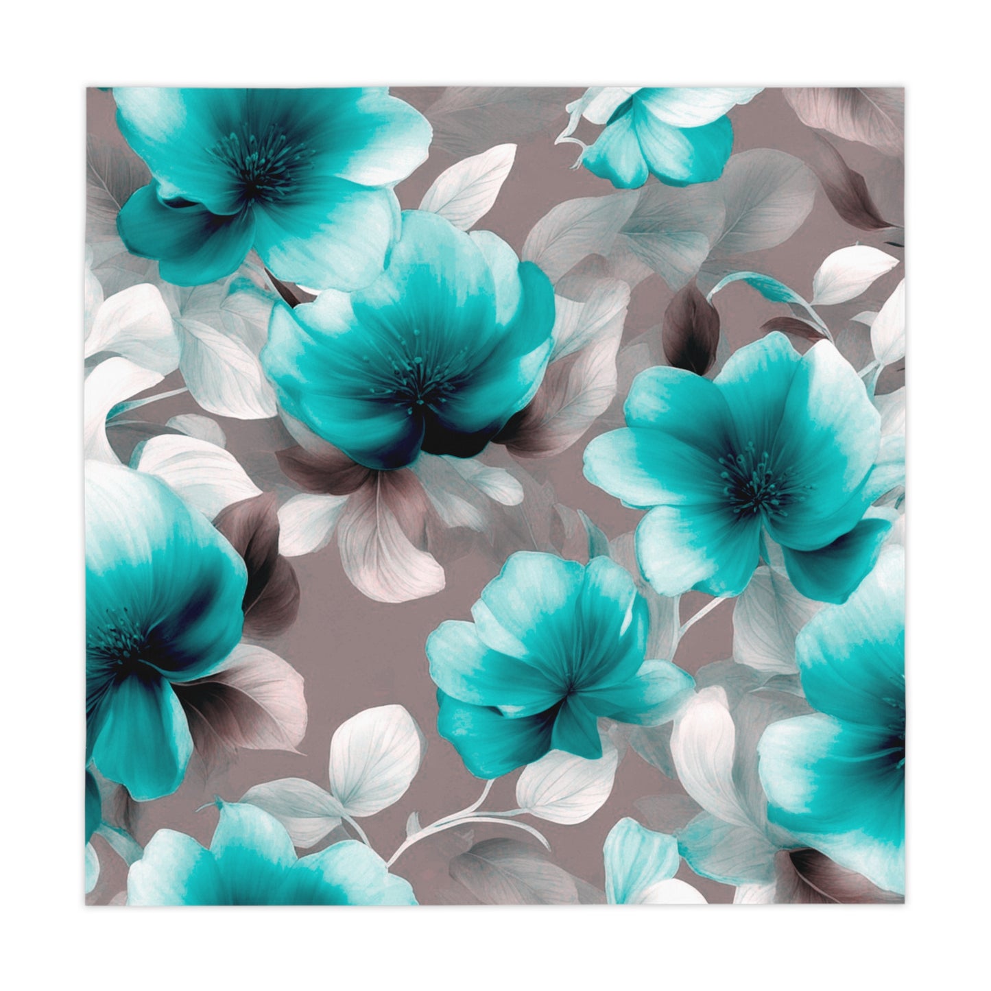 Tif Green Gray Floral Bunch Tablecloth, 55" x 55"