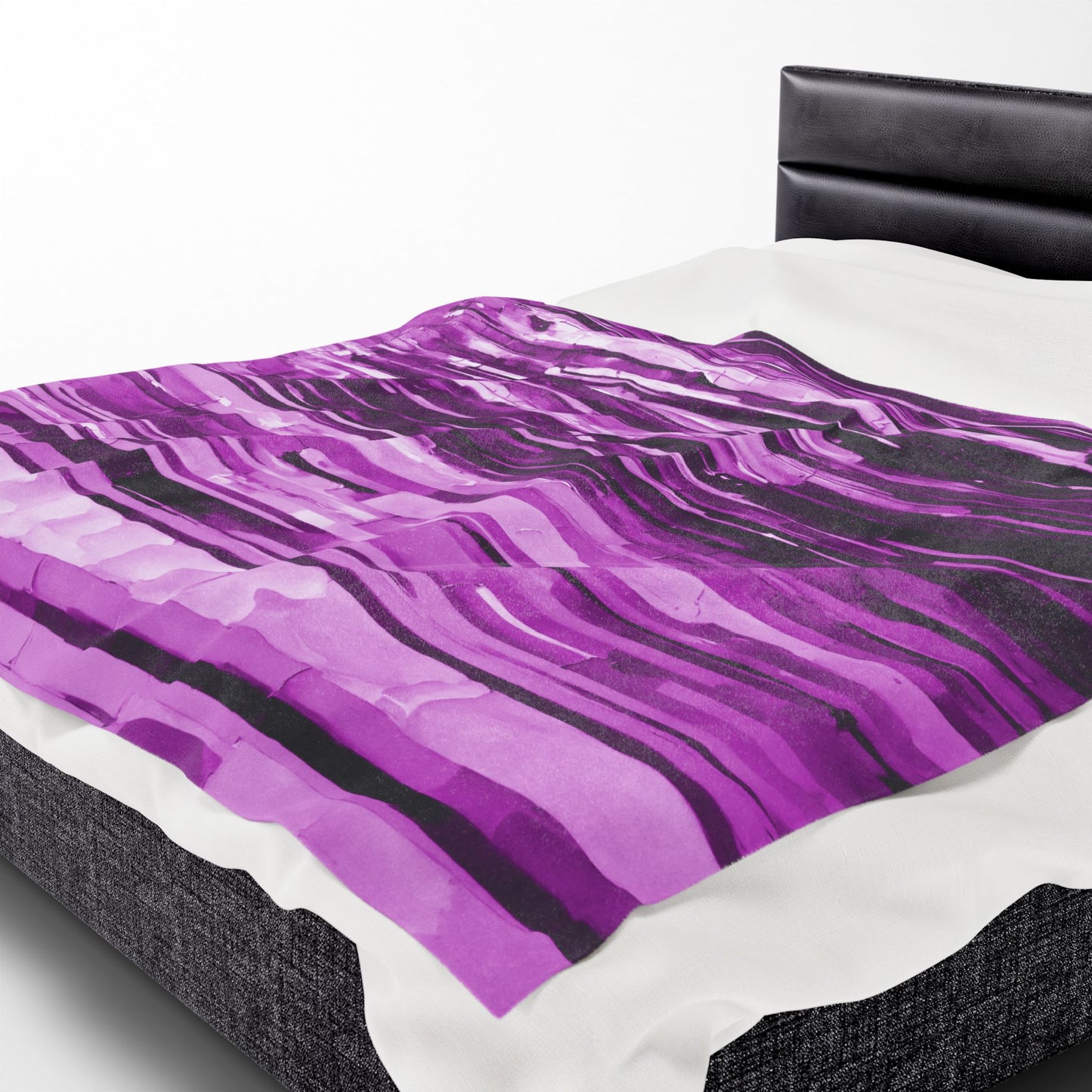 Striped Powder Lavender Velveteen Plush Blanket, 60" x 80"