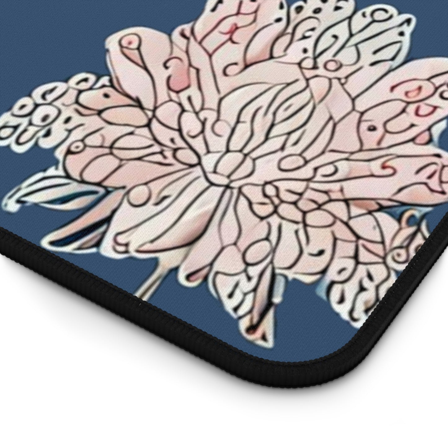 Rose White Floral Butterflies 16" x 32" Desk Mat