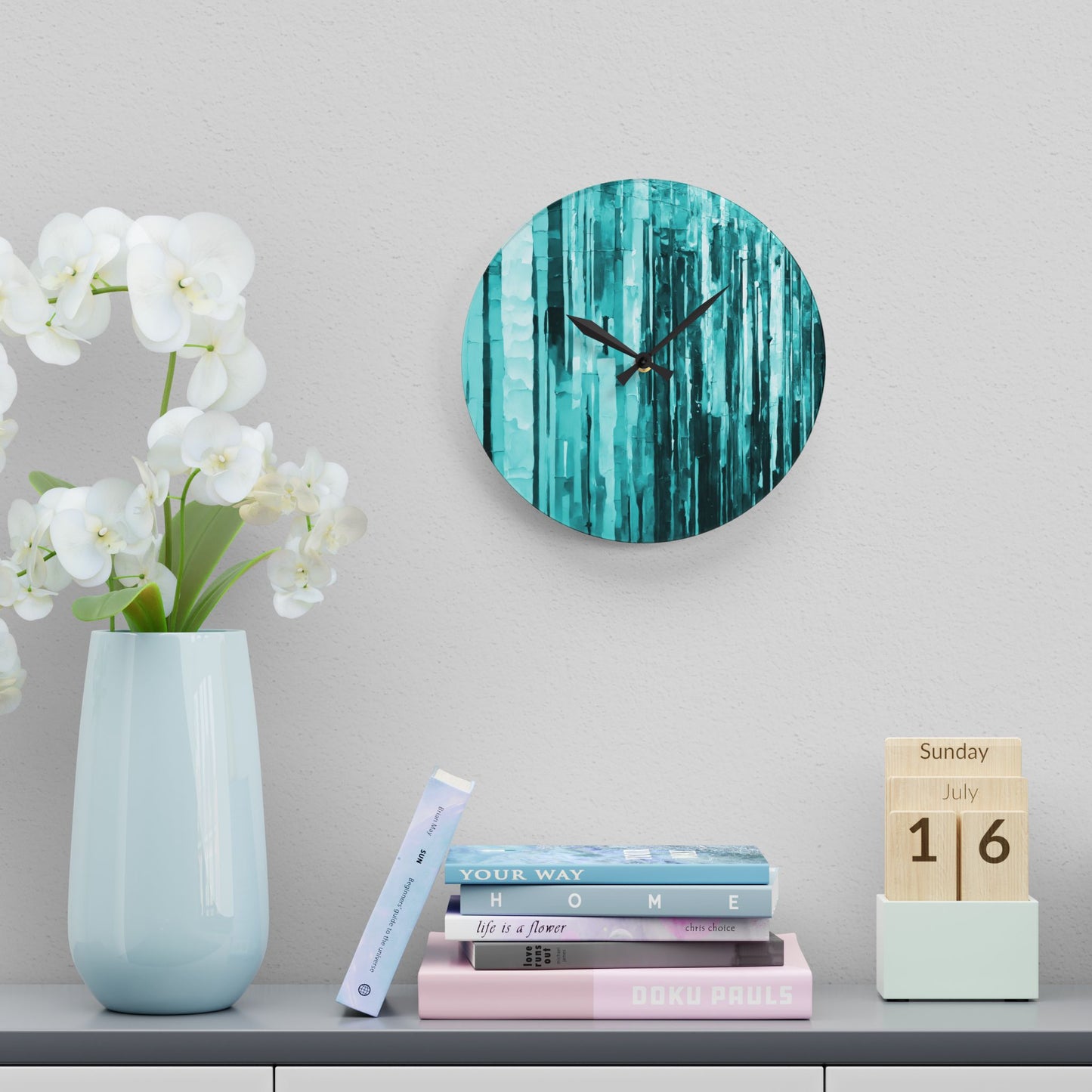 Striped Tif Acrylic Wall Clock, Round or Square, 10.75" x 10.75"