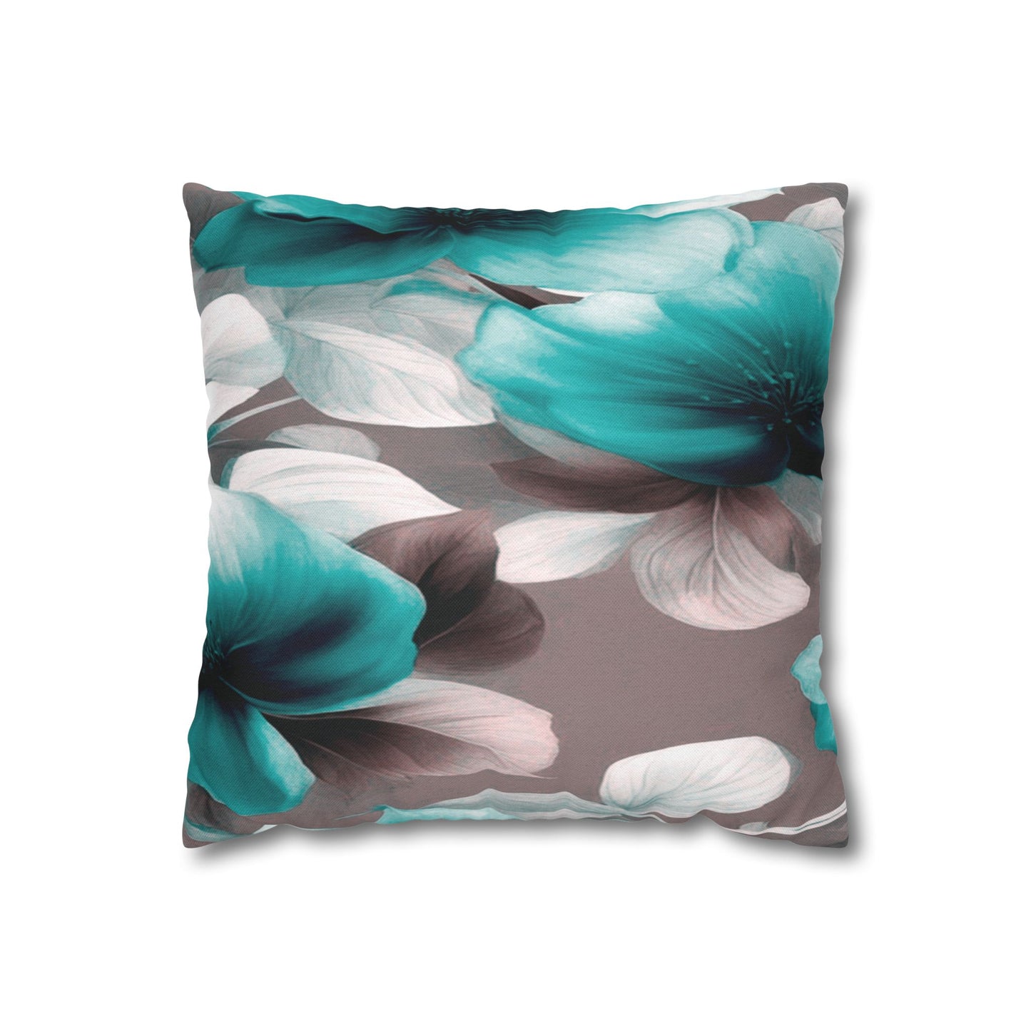 Tif Green Gray Floral Bunch Spun Polyester Square Pillowcase, 14" x 14"
