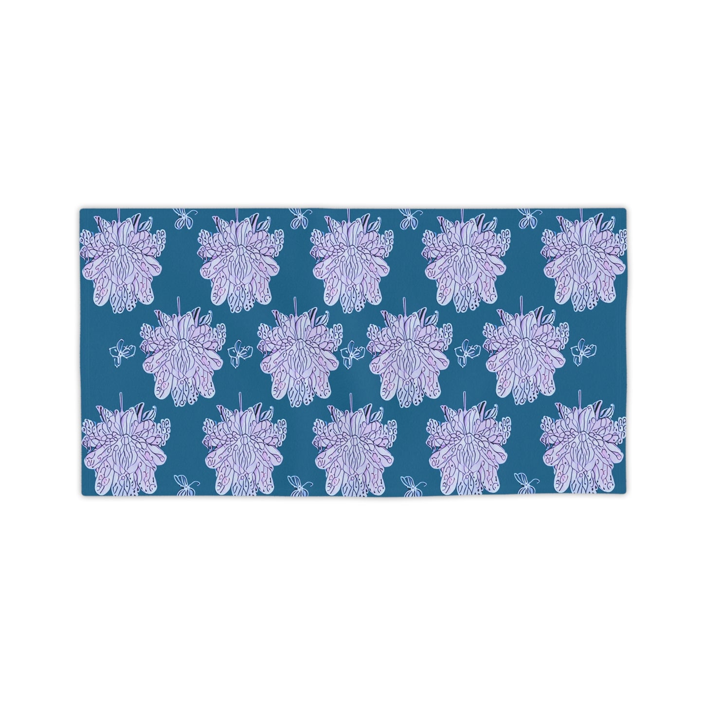 Lavender Floral Butterflies Beach Towel, 24" x 44"