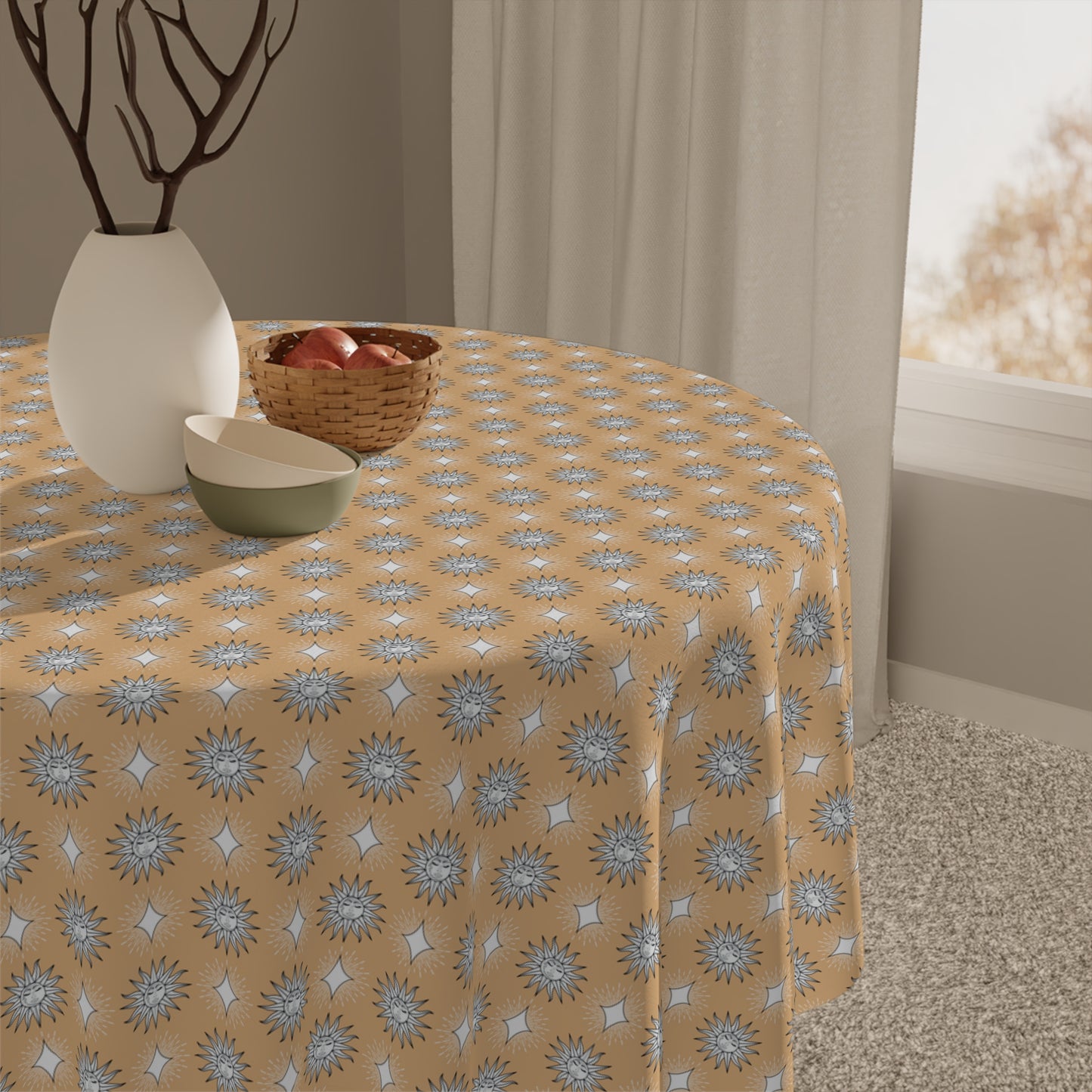 Tan Sunset Star-crossed Bodies Tablecloth, 55" x 55"