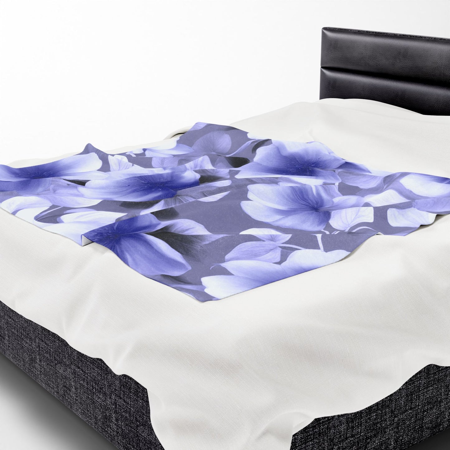 Indigo Blossom Floral Bunch Velveteen Plush Blanket, 50" x 60"