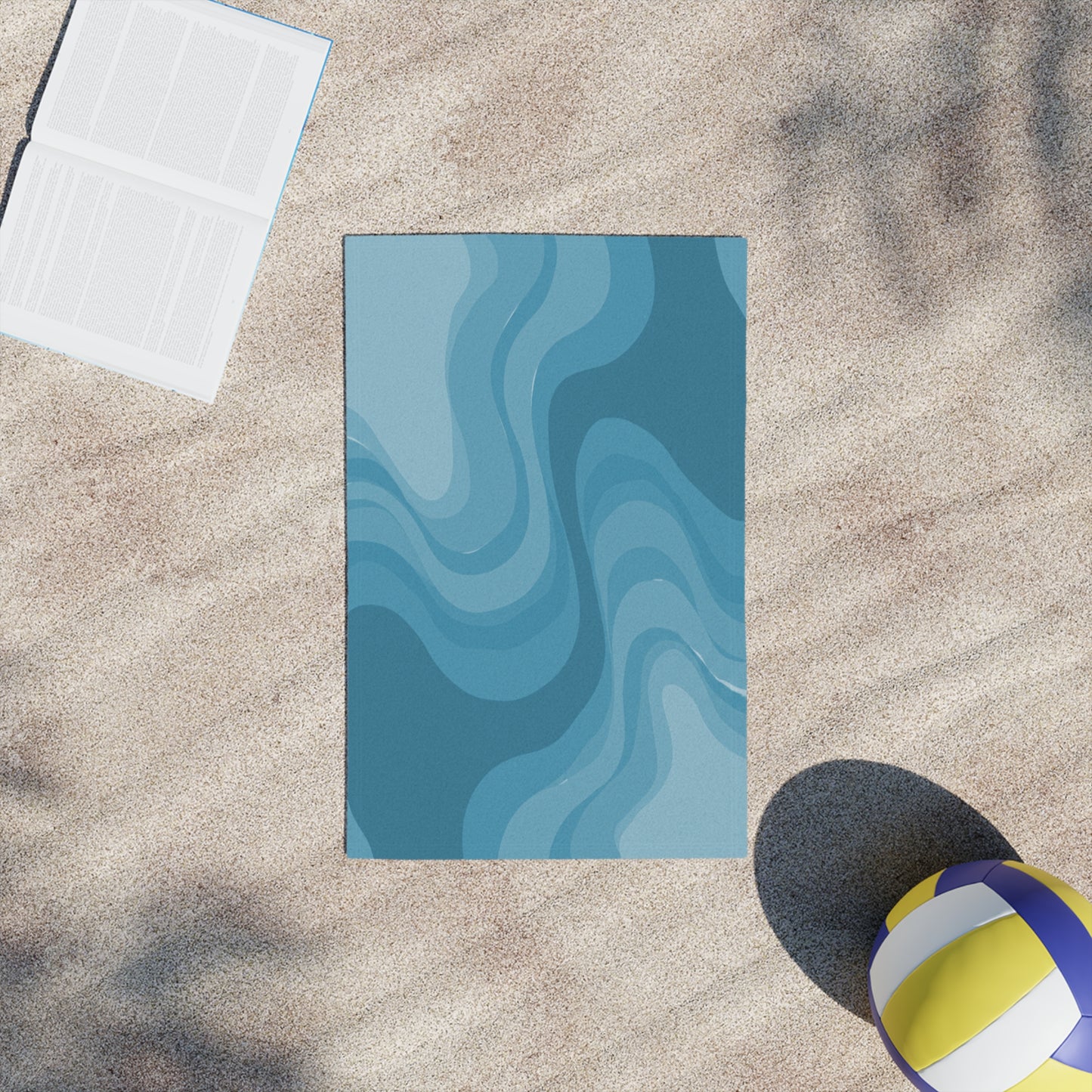 Sky Blue Wavey Beach Towel, 18" x 27"