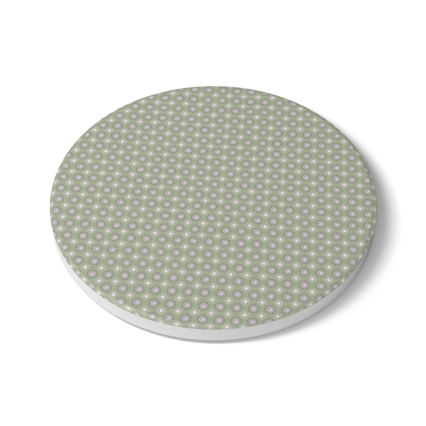 Olive Star-crossed Bodies Round Ceramic Coaster, 4" x 4"