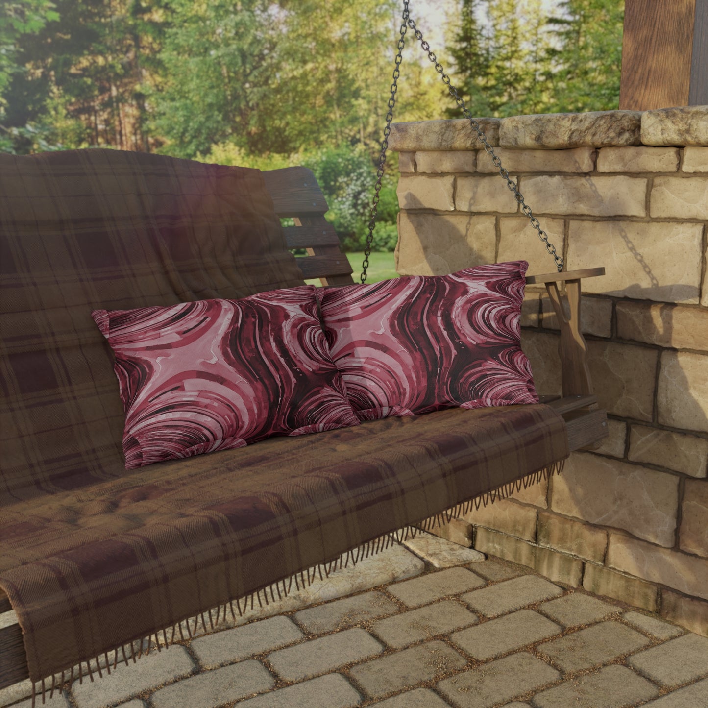 Uzi Spiral Ruby 20" x 14" Outdoor Pillow
