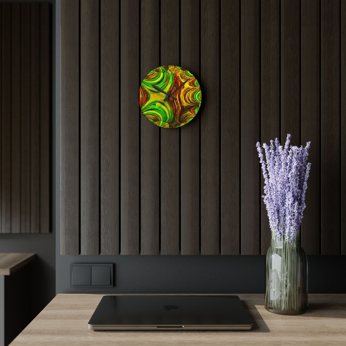 Uzi Spiral Beta Acrylic Round Wall Clock, 8" x 8"