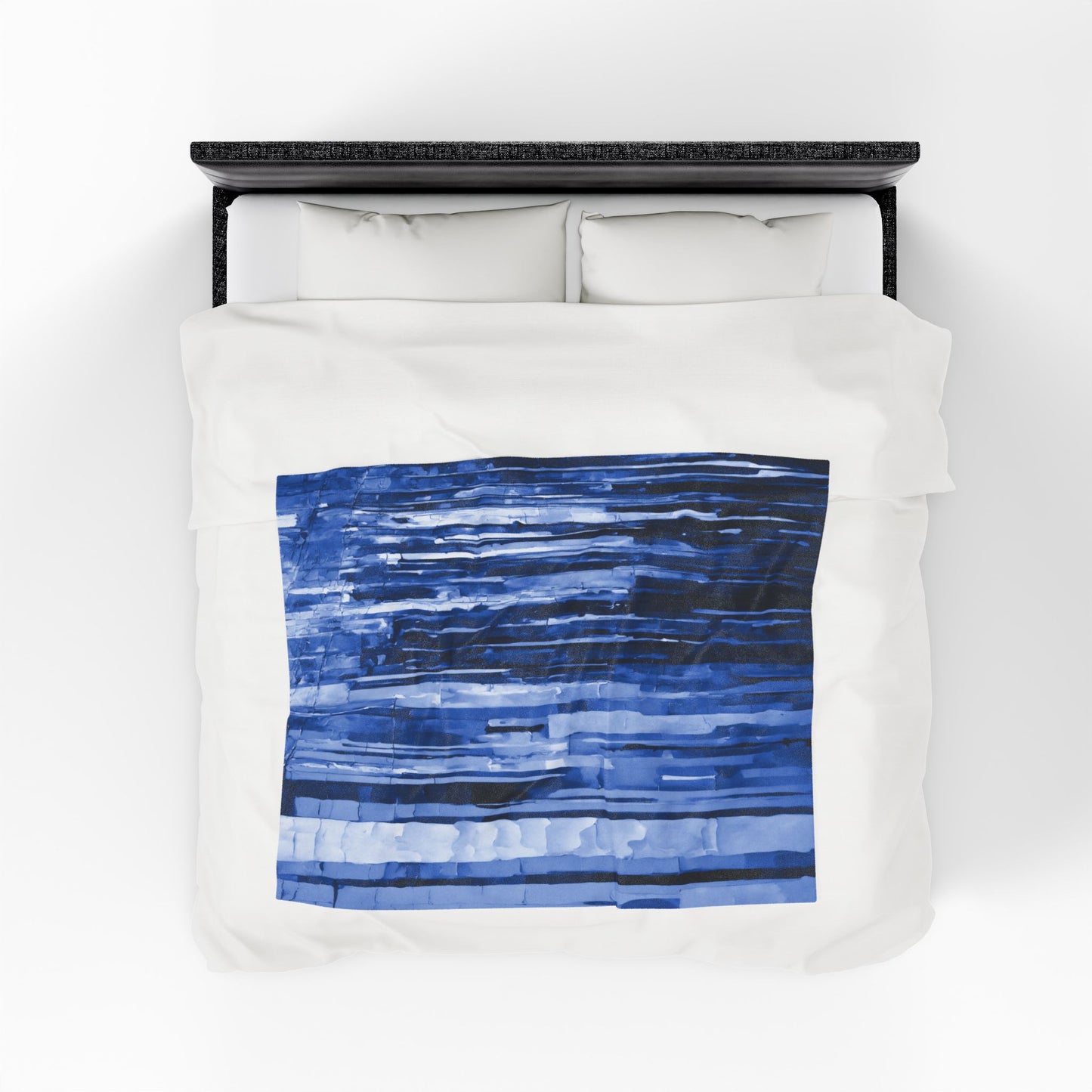 Striped Deep Blue Velveteen Plush Blanket, 50" x 60"