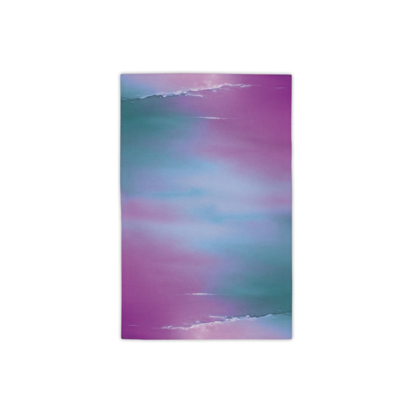 Dark Blue Green Sea Purple Fog Beach Towel, 18" x 27"