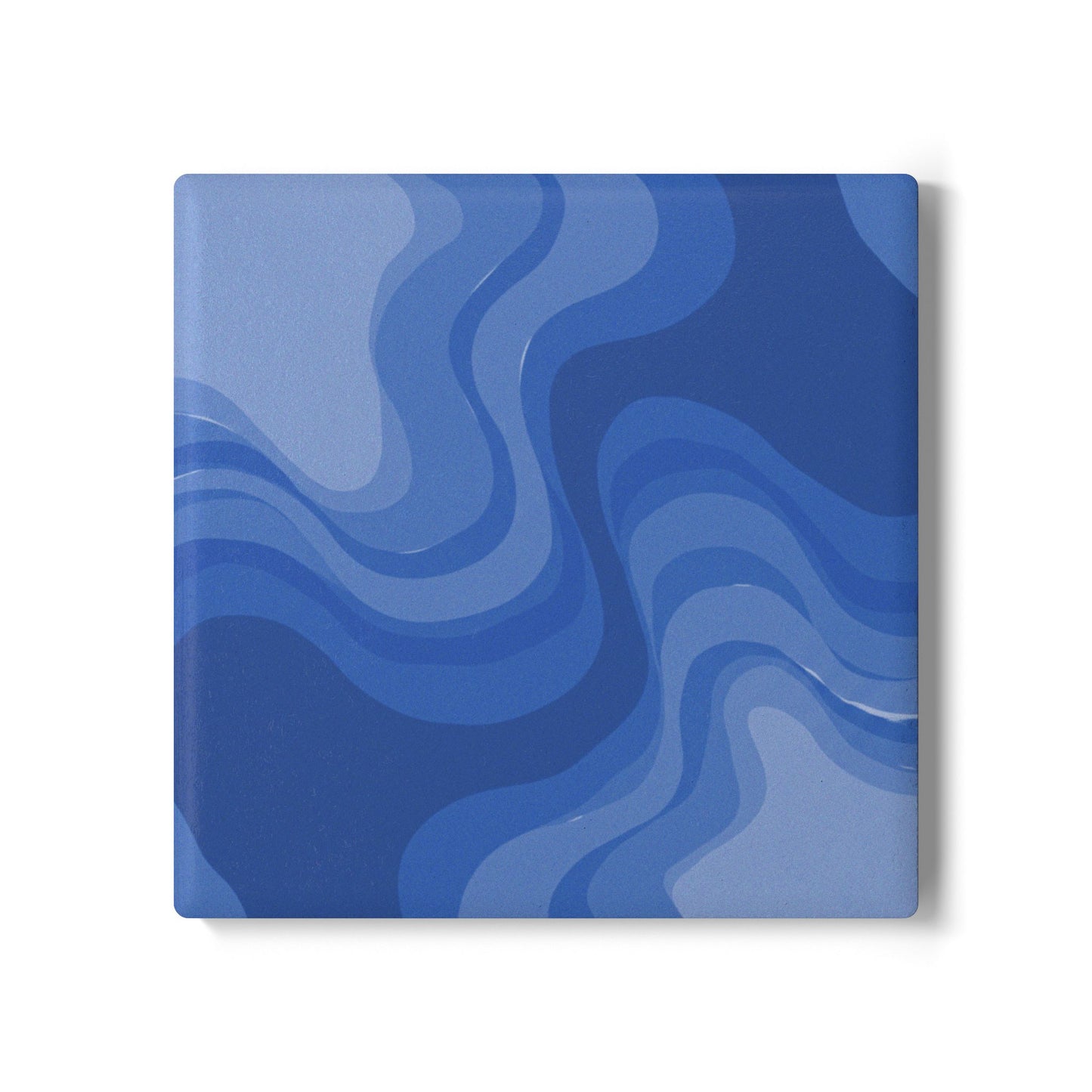 Deep Blue Wavey 4" x 4" Square Ceramic Coaster
