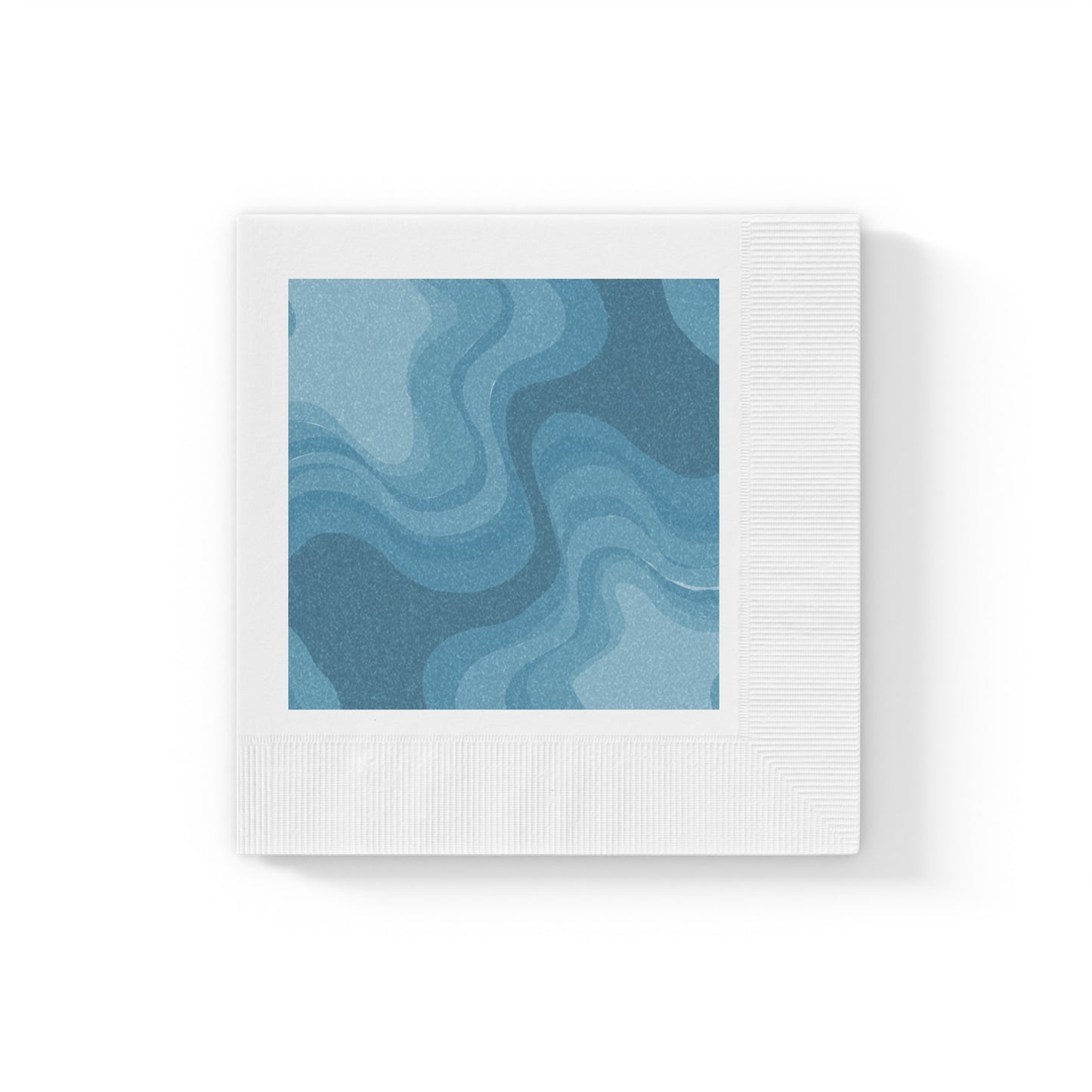 Sky Blue Wavey White Coined Napkins, 6.5" x 6.5"
