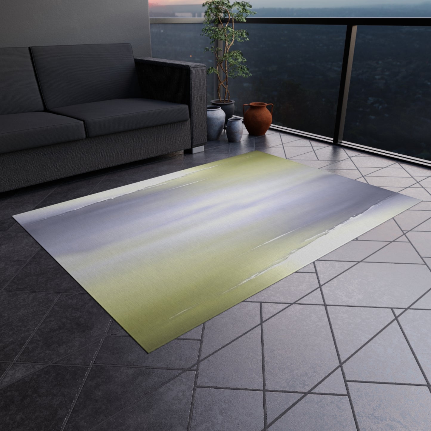 Lavender Sea Golden Fog Outdoor Rug, 60" x 84"
