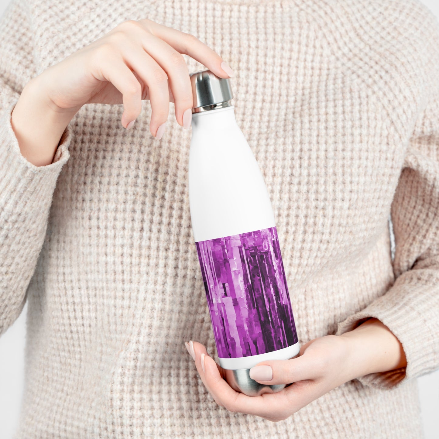 Striped Powder Lavender 20oz Insulated Water Bottle