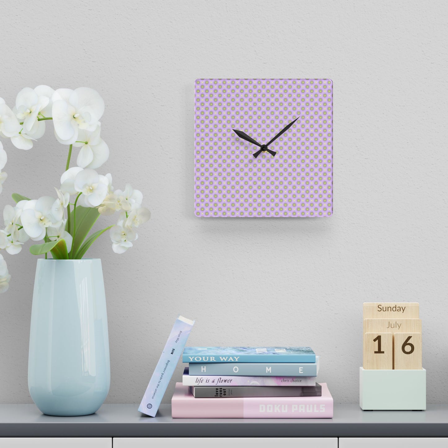 Magenta Star-crossed Bodies Acrylic Wall Clock, Round or Square, 10.75" x 10.75"