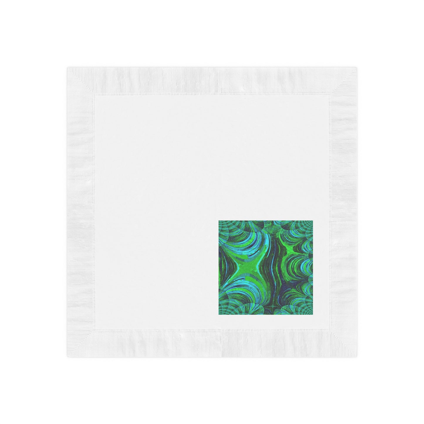 Uzi Spiral Blue Green White Coined Napkins, 4.8" x 4.8"