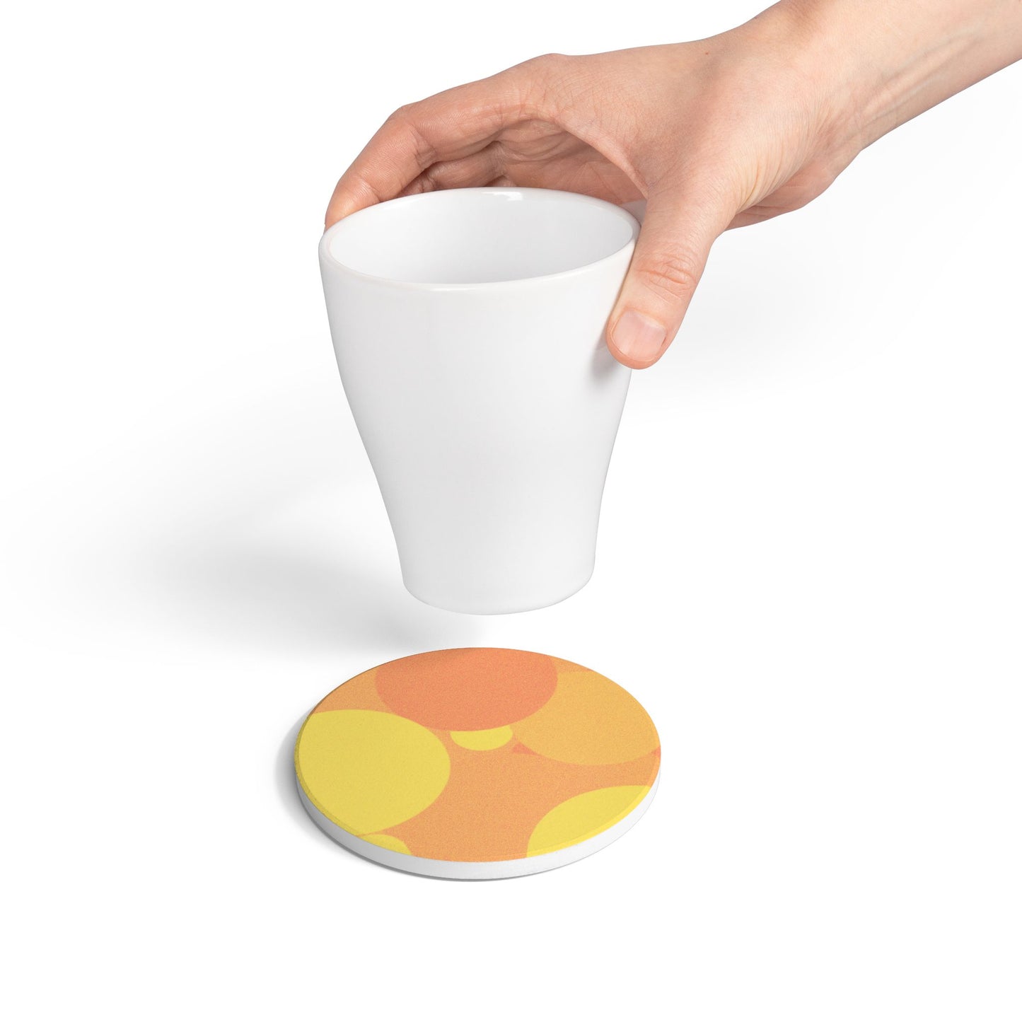Pastel Bright Oranges Patches 4" x 4" Round Ceramic Coaster