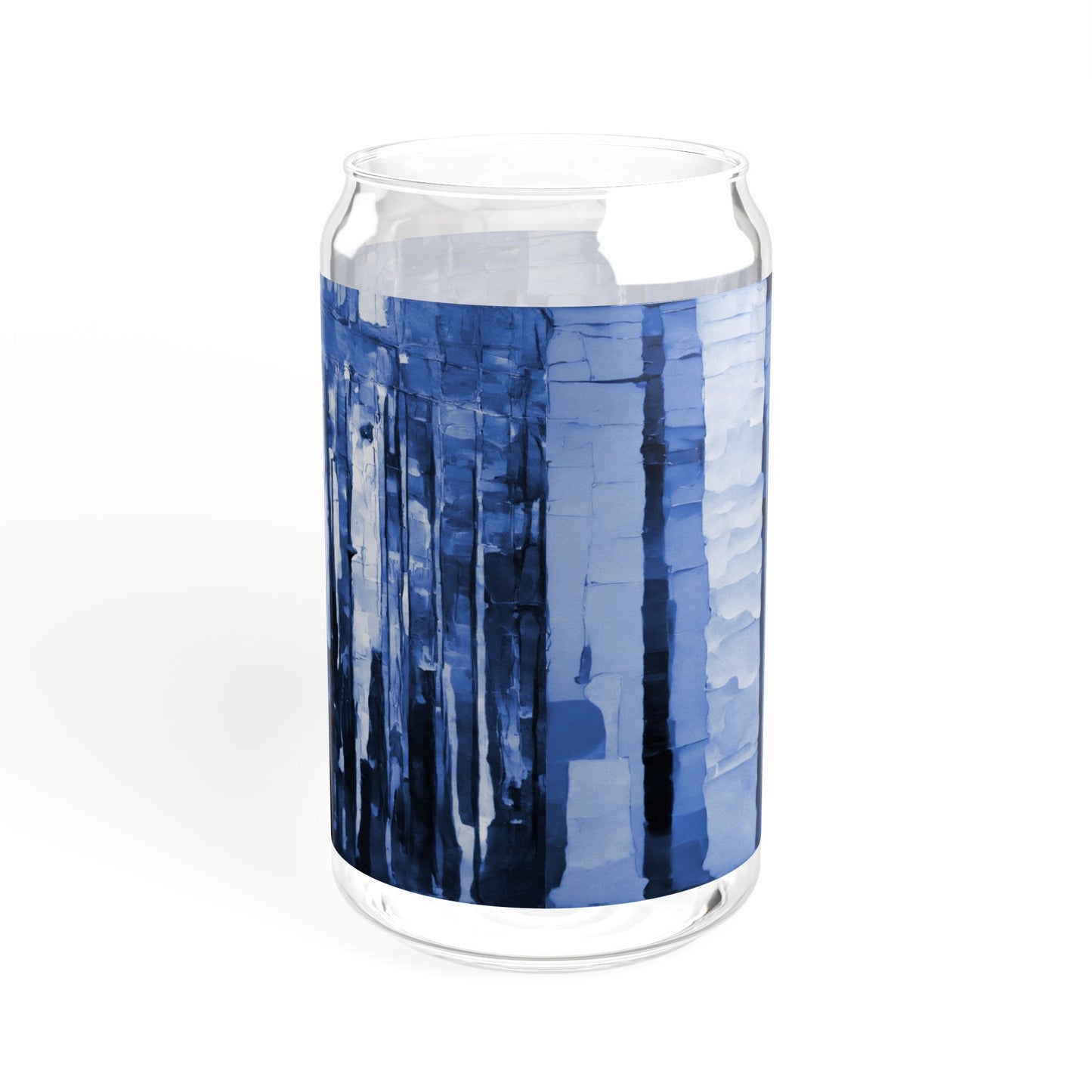 Striped Deep Blue Sipper Glass, 16oz