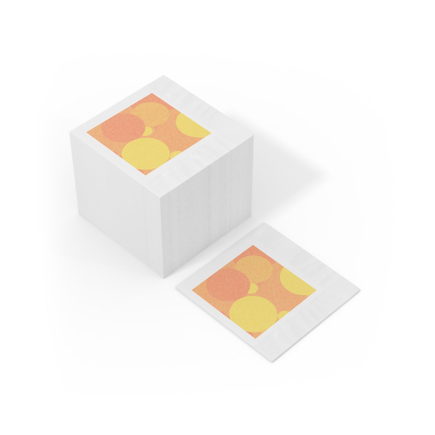 Pastel Bright Oranges Patches White Coined Napkins, 6.5" x 6.5"