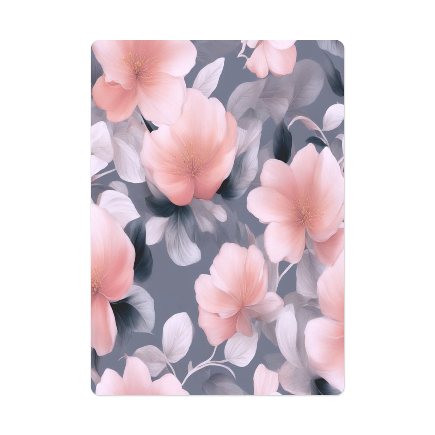 Peach and Blue Gray Floral Bunch Poker Cards