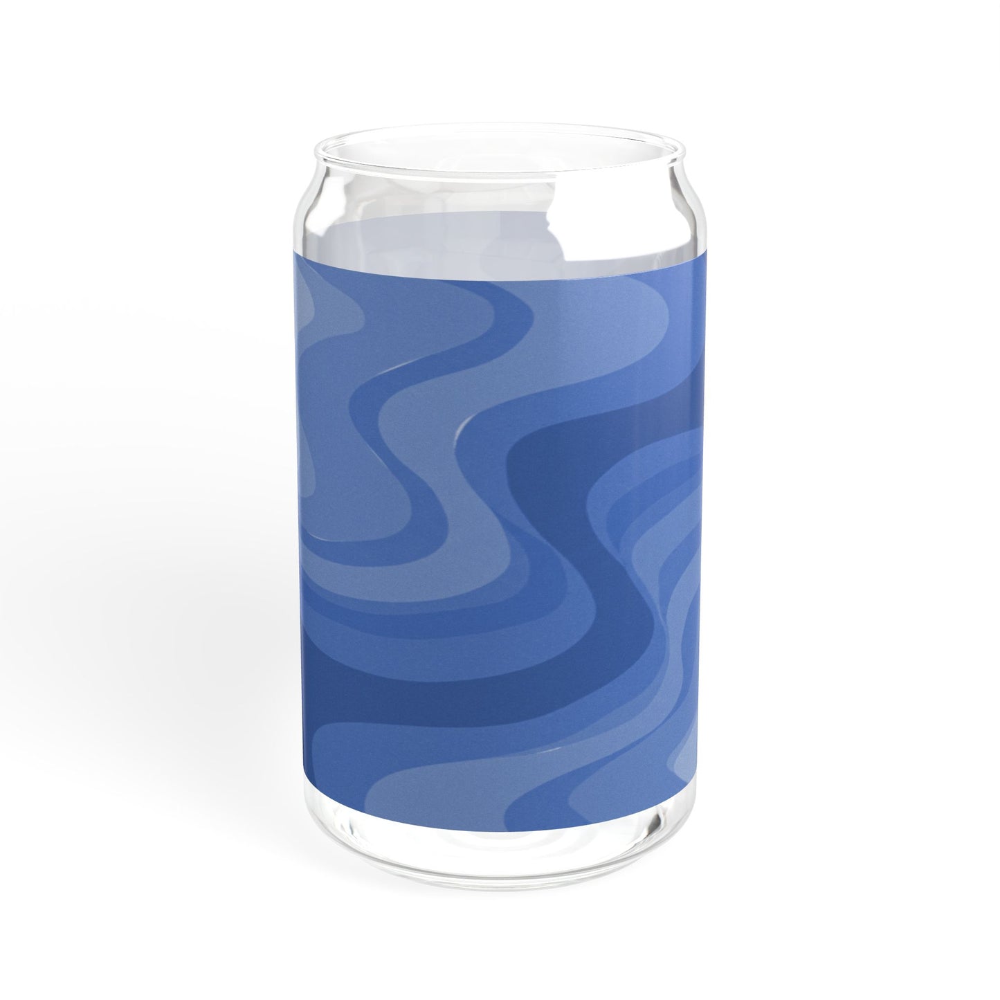 Deep Blue Wavey Sipper Glass, 16oz
