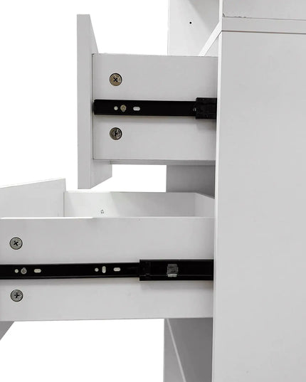 Modular Wooden Closet Organizer System with 2 Hanging Rods and Wall-Mounted Shelves – White Walk-In Closet Storage for Bedroom or Living Room, 31.49"W × 16.04"D × 47.24"H