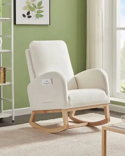 Beige Velvet Rocking Chair