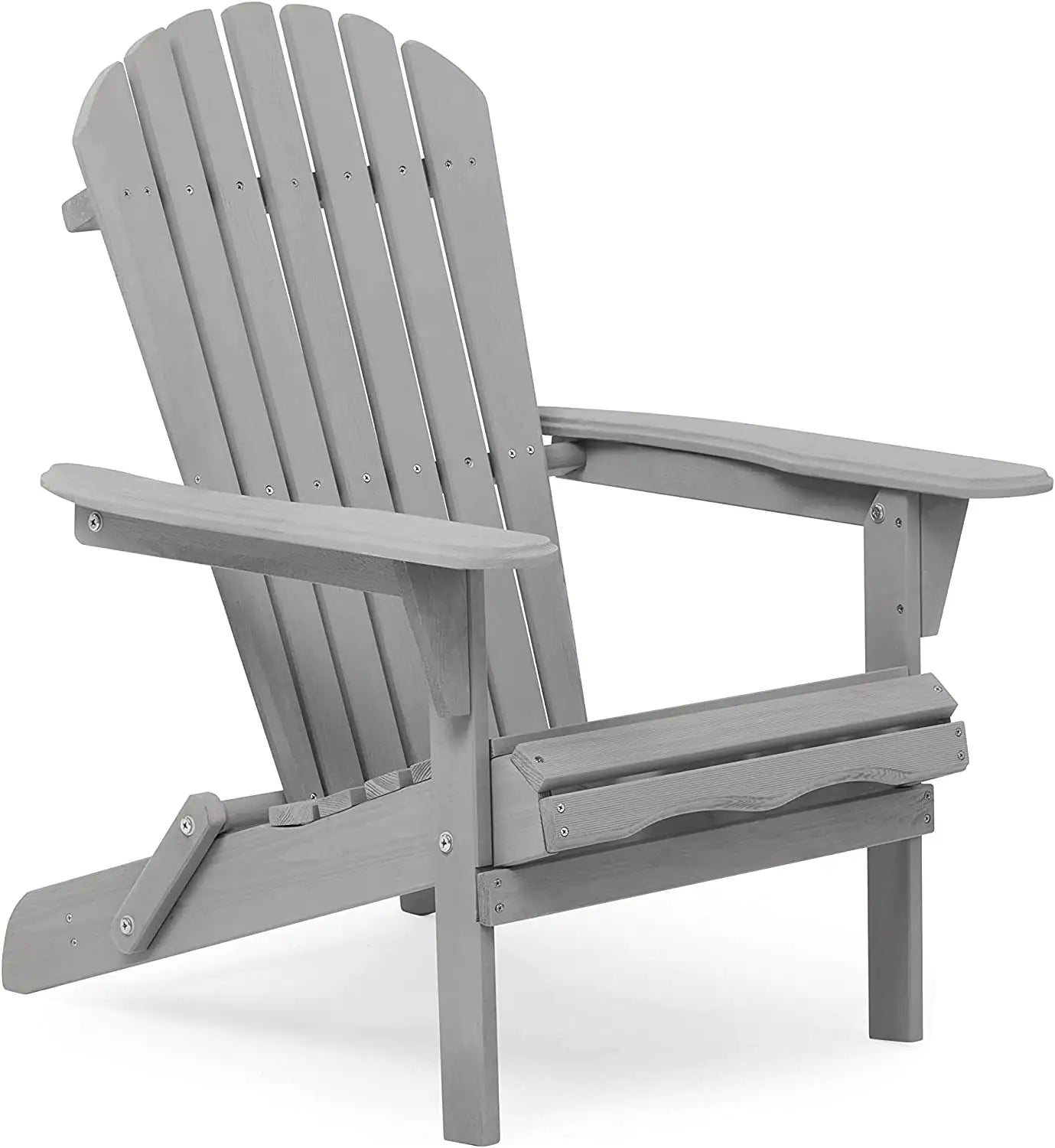 Wooden Folding Adirondack Lounge Chairs – 2-Piece Outdoor Patio Set