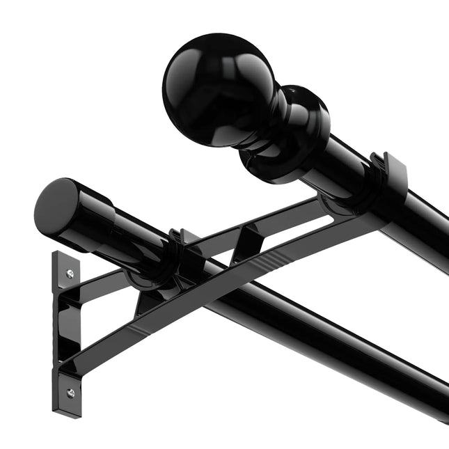 1-Inch Double Curtain Rod – Adjustable 28" to 88" – Heavy-Duty Dual Curtain Rod for Sliding Glass Doors, Patio, Bedroom, or Kitchen – Black