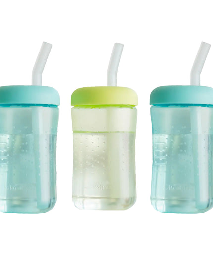 The First Years Squeeze & Sip Toddler Straw Cups – 3-Pack 7oz Sippy Cups with Silicone Straw | Soft, Squeezable Transition Cups for Ages 6+ Months