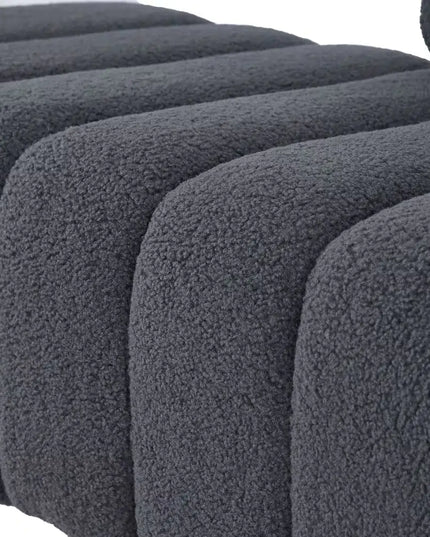 Modern Grey Teddy Velvet Bench for Bedroom Seating