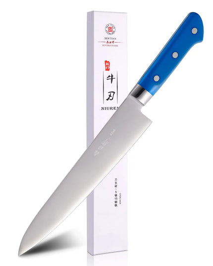 10.6" Japanese Chef Knife – Professional Gyuto Sushi Knife with Blue Ergonomic Handle