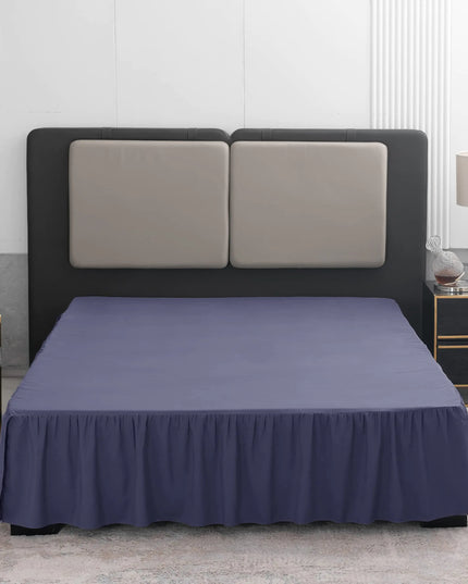 King Size Ruffled Bed Skirt – Navy Blue, 12-Inch Drop with Split Corners – Elegant Dust Ruffle for King Beds