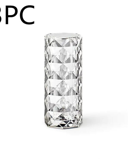 Nordic USB Crystal Table Lamp with Touch Dimming – Rose Diamond Night Light & Atmosphere Projector