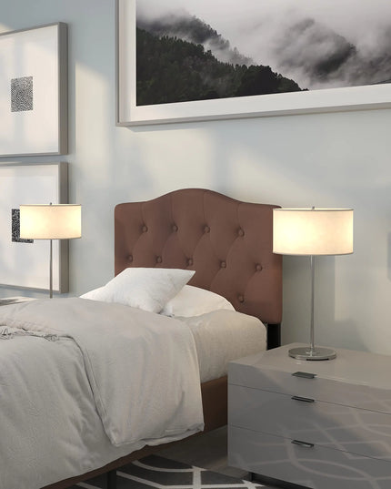 EMMA + OLIVER Tufted Upholstered Twin Headboard – Camel Fabric