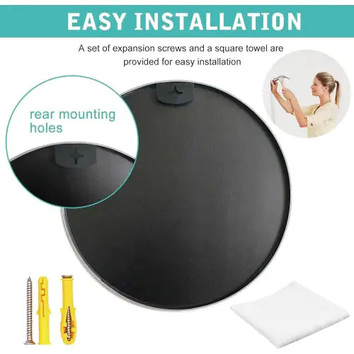 Black 24" Inch Metal Round Bathroom Mirror