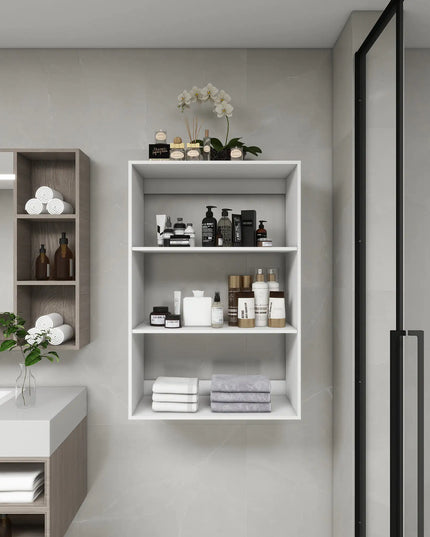 White Modular Wall-Mounted Closet System – 31.49"W × 16.04"D × 47.24"H, Wooden Walk-In Organizer with Shelves for Bedroom or Bathroom