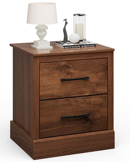 Farmhouse Nightstand Wood Bedside Table with 2 Storage Drawers