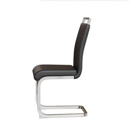 Set of 2 Modern Faux Leather Dining Chairs – High Back Upholstered Side Chairs with C-Shaped Metal Legs for Dining Room, Kitchen, or Office