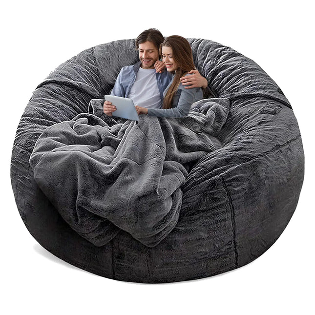 5ft Dark Grey Bean Bag Chair Cover by YudouTech – Plush PV Velvet, Washable, No Filler Included