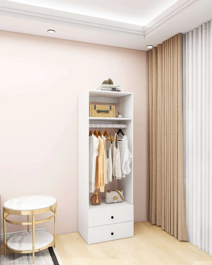 Modular Wooden Closet Organizer System – 1 Shelf, 2 Drawers, Walk-In Closet Storage for Clothes, 24"W × 16"D × 71"H